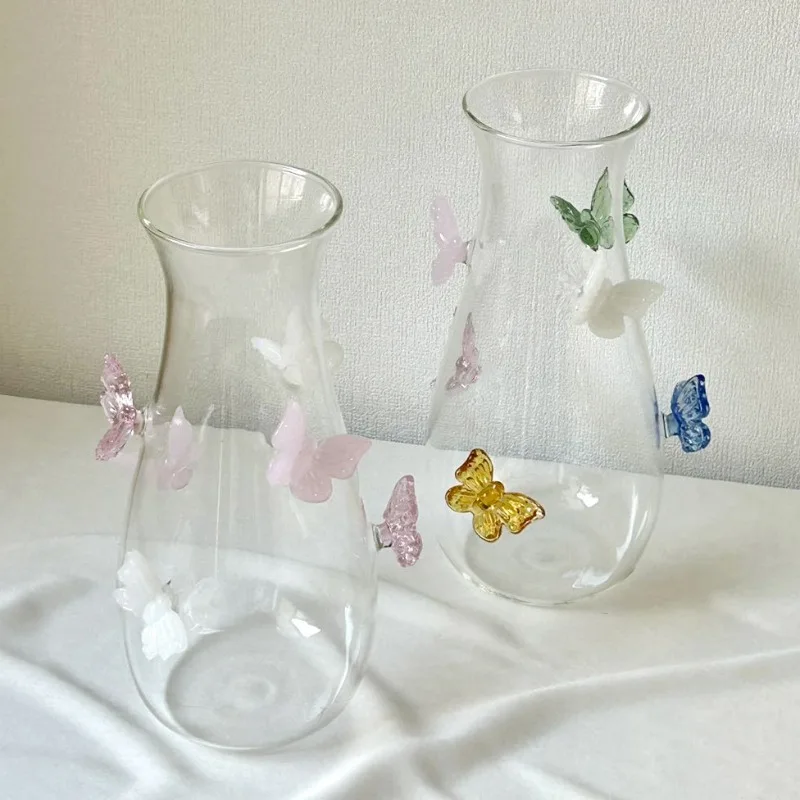 1Pcs Butterfly Vase Handmade Home Decoration Bottle, Butterfly Vase Glass Gift, Party Living Room Tabletop