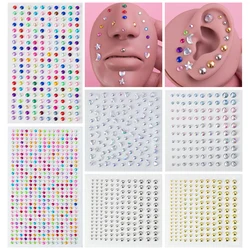 Glitter Face Jewelry Sticker Fake Piercing Set Nose Ring Lip Stud Eyebow Sticker Makeup Art Eye Face Earrings Body Jewelry