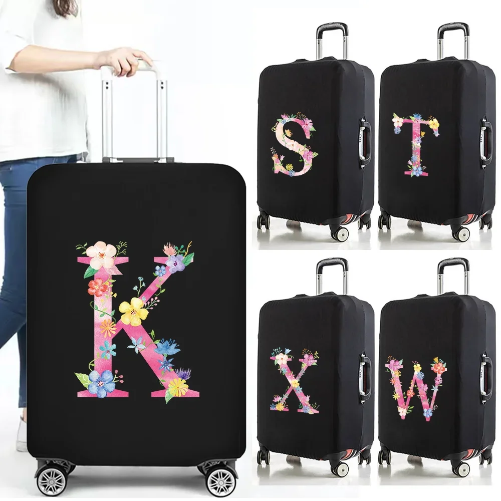 Luggage Cover for 18 to 32 High Elastic Thick Durable Dustproof Suit Case Protector 3 Sizes Pink Letter Print Travel Accessories