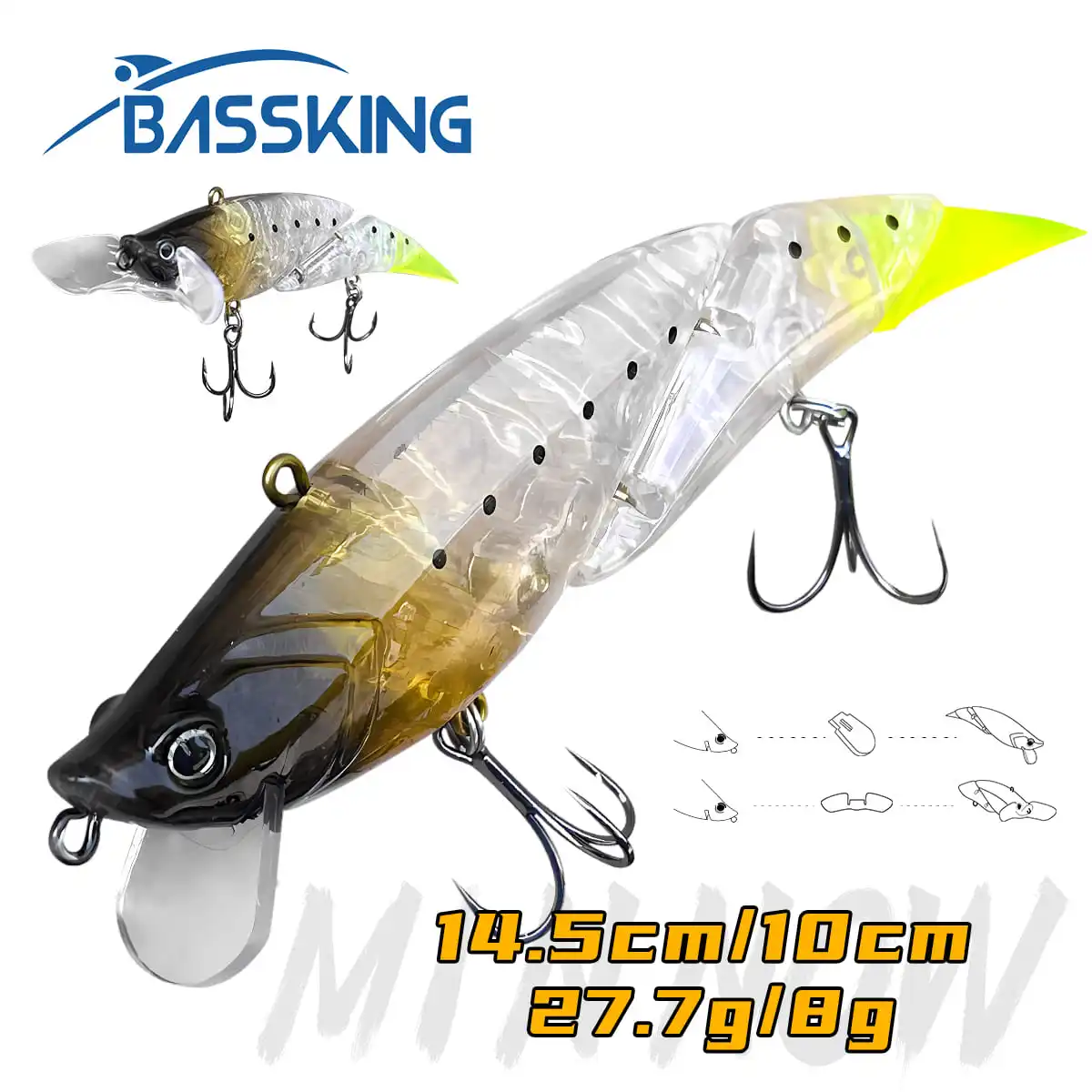 

XINMU Davinci Jointed Swimbait Minnow 100mm/9g 145mm/26g Artificial Hard Baits Floating Wobblers For Bass Trout Sea Fishing Lure
