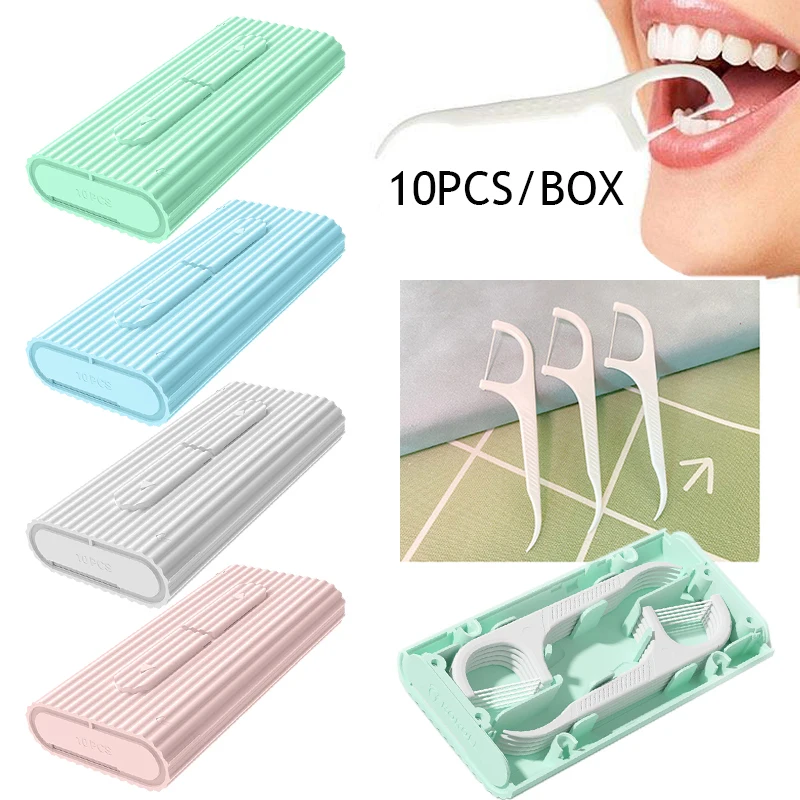 1 Set Plastic Automatic Portable Teeth Flosser Storage Box Floss Pick Dispenser Convenient Practical Great For Traveling Camping