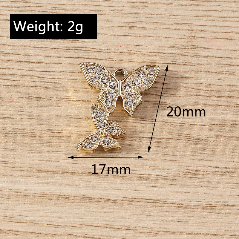 10 قطعة 17x20 مللي متر لطيف كريستال مزدوجة فراشة Charms المعلقات لصنع أقراط قلادة أساور Crafts بها بنفسك الحرف النتائج مجوهرات #2