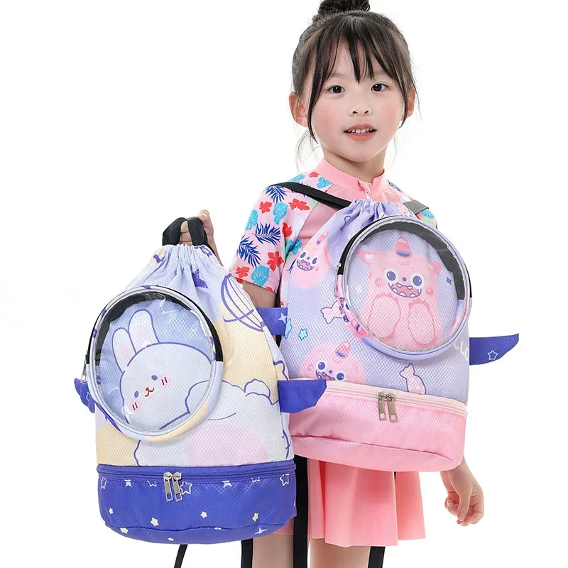 Wet and Dry Swimming Bag for Kids Children's Waterproof Swimming Bag Boys Girls Cartoon Travel Sea Pool Beach Bag Backpack