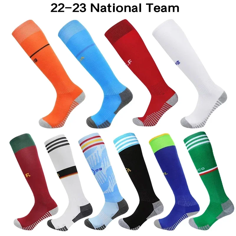 22/23 Seasons National Team Football Socks Adult Children Thickening Towel Bottom Non-Slip Soccer Training Match Sport Stocking