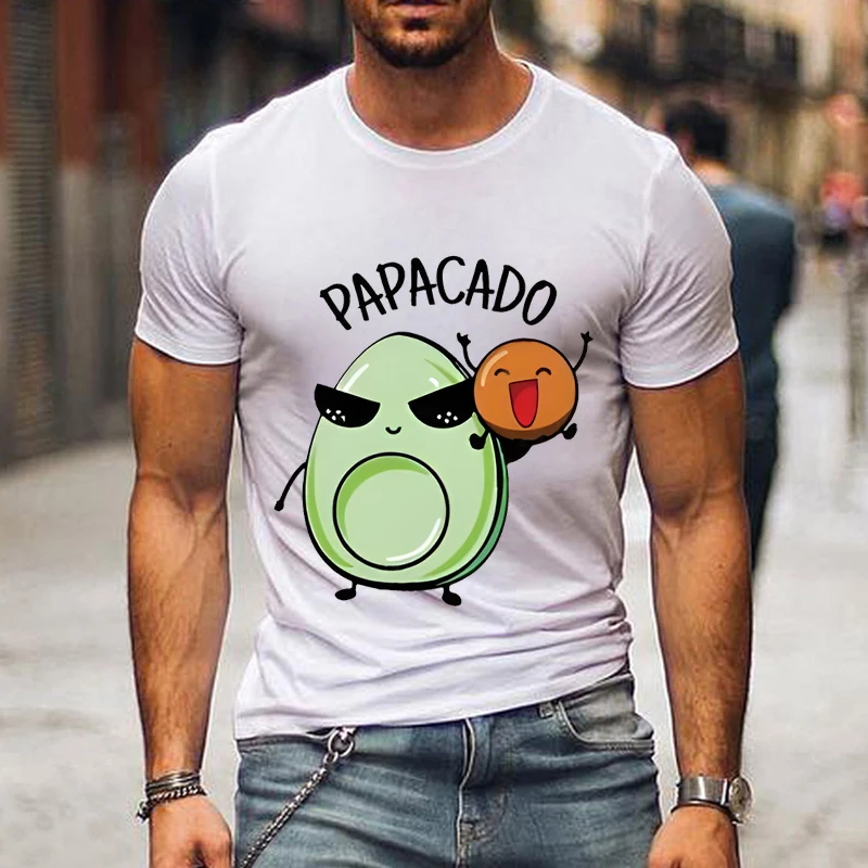 Kawaii Papacado Mamacado Print Couple Matching Cartoon Tshirt Summer Women Men Funny Graphic Tshirts Lovers Streetwear Tops Tees