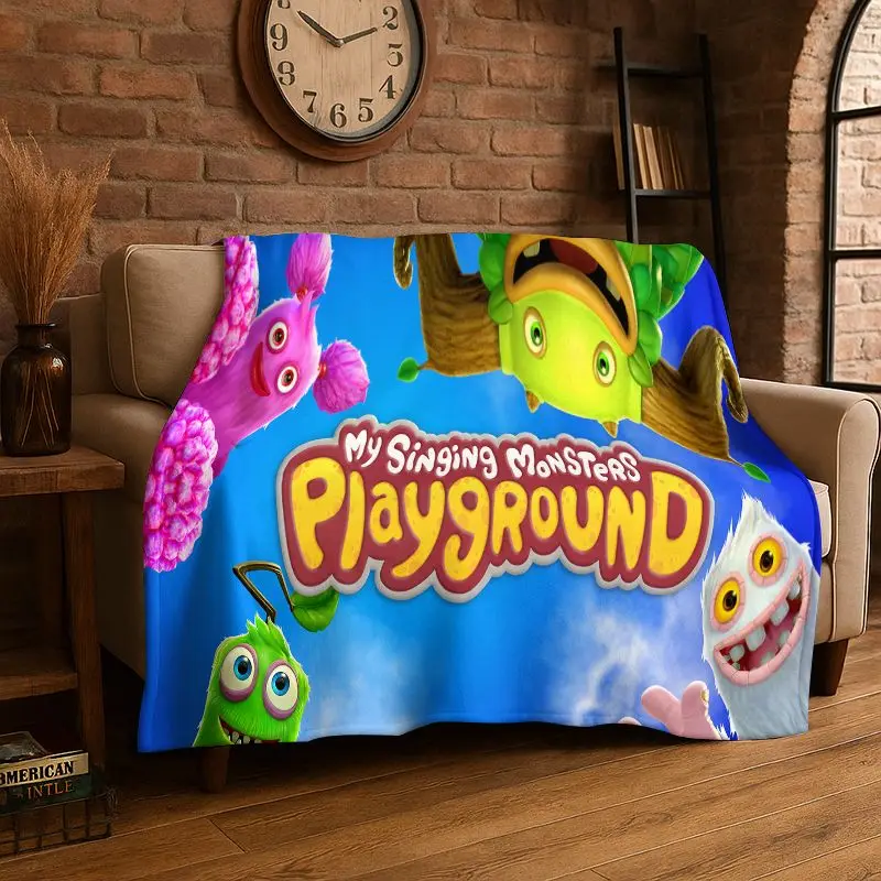Music Game My Singing Monsters Cartoon Flannel Blanket Soft Throw Blanket for Bedroom Living Room Bed Travel Camping Picnic
