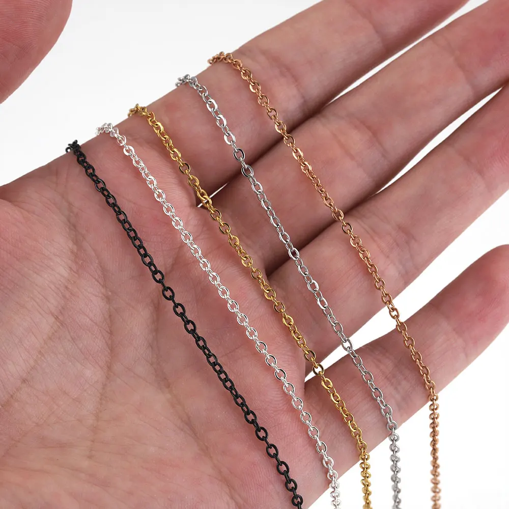 10pcs Stainless Steel Necklace Cuban Chains Hypoallergenic Rolo Link for DIY Jewelry Making