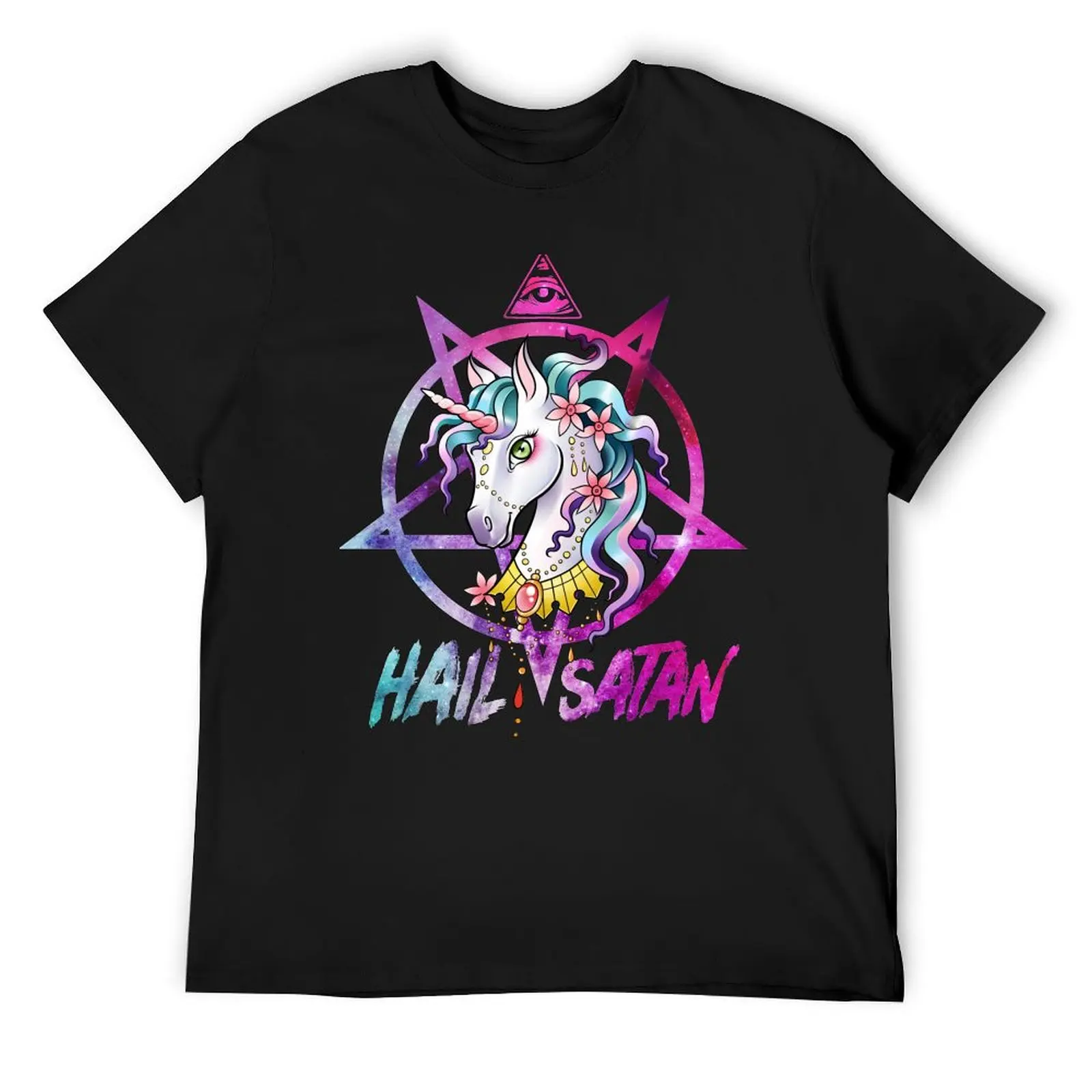 

Unicorn Hail Satan Death Metal Rainbow shirt Rave Men Women T-Shirt summer top vintage Clothing tshirts for men