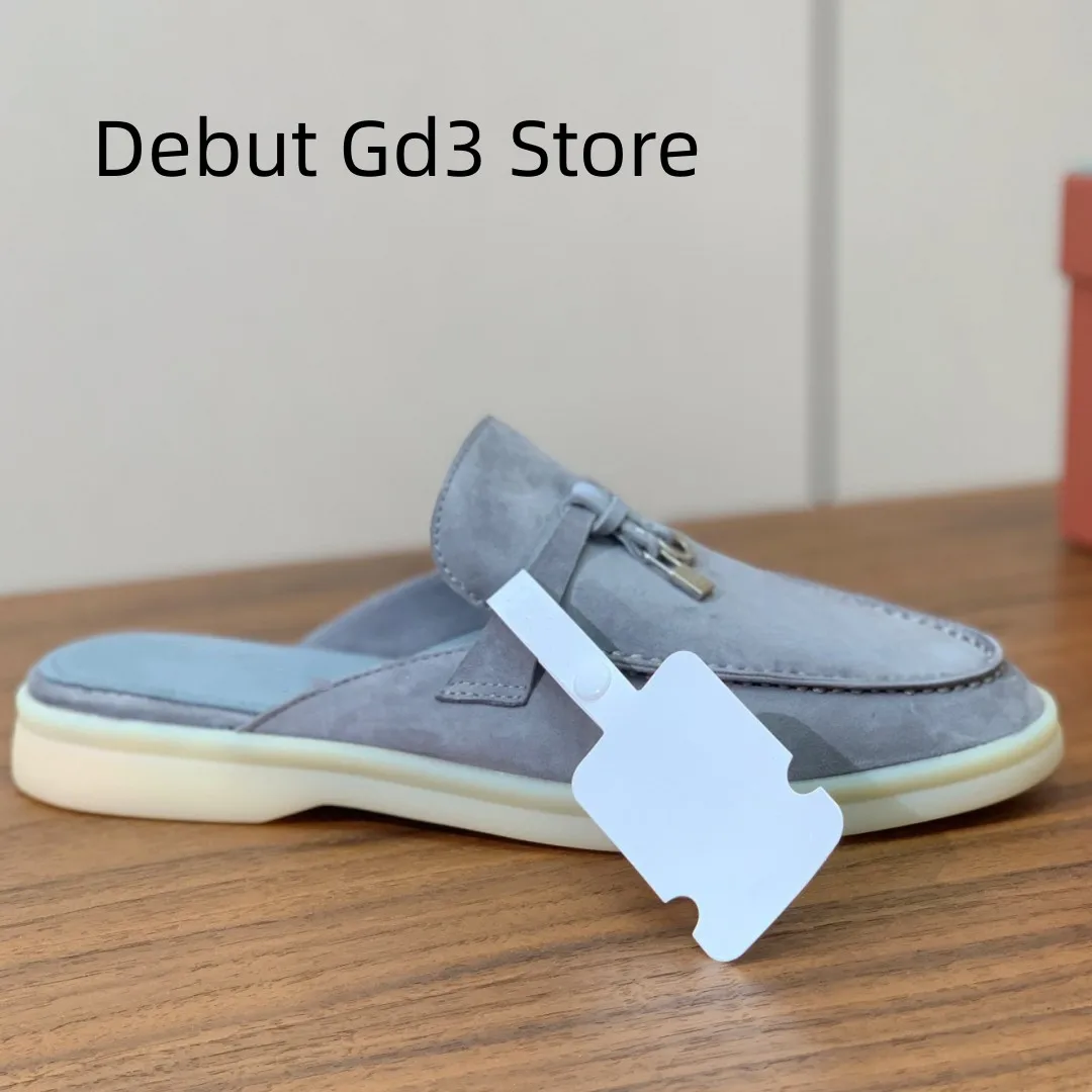Top Quality 2024 New Lefu Shoes Italian Quality Flat Shoes Classic Versatile Baotou Slippers Retro Casual Flat Half Slippers