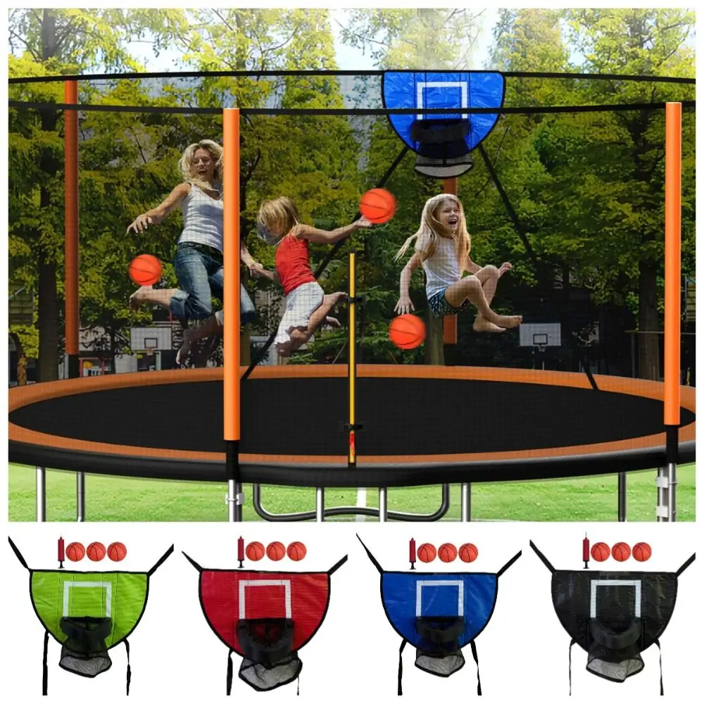 Kit de cesta de basquete dobrável trampolim segurança multiuso brinquedo de treinamento de basquete fácil de montar com bomba e bola