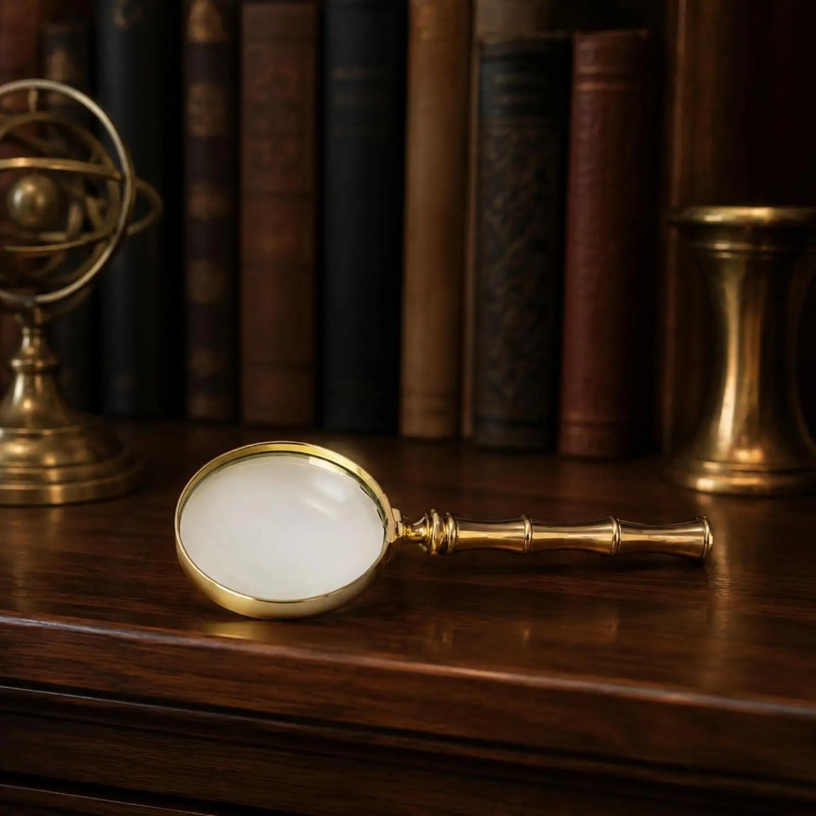 Brass Magnifier Opener Antique Loupe Glass Handheld Reading Magnifier Vintage Decor for Desk Library Study