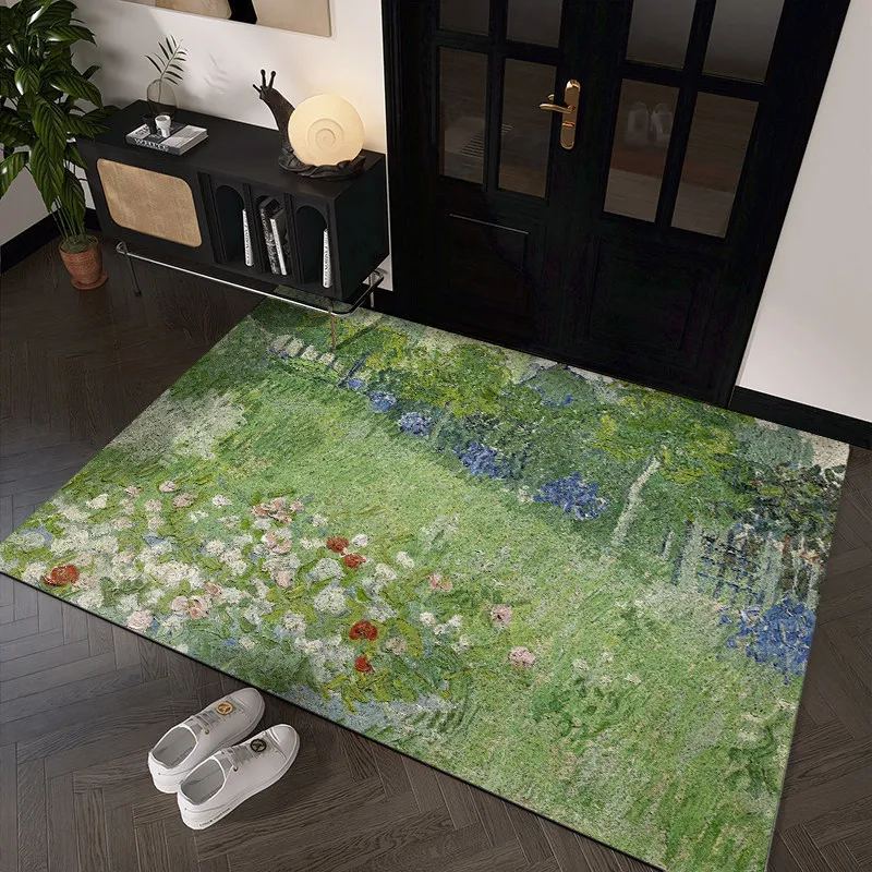 Oil painting fresh entry door foot mats can be cut when entering the door, silk circle carpet, porch door non-slip foot mats