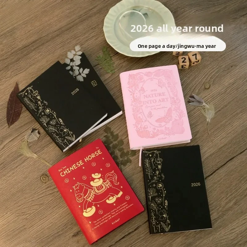 جديد Kinbor 2026 A5 A6 دفتر ملاحظات بغلاف شهري أسبوعي مخطط ناعم غطاء منظم الوقت خطة جدول الأعمال اليومي تتبع العادات