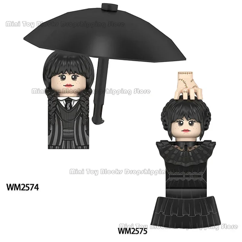 

WM2574 WM2575 Wednesday Addams Movies Anime WM Blocks Bricks Mini Action Toy Figures Kids Educational Assemble Toys Dolls Gifts