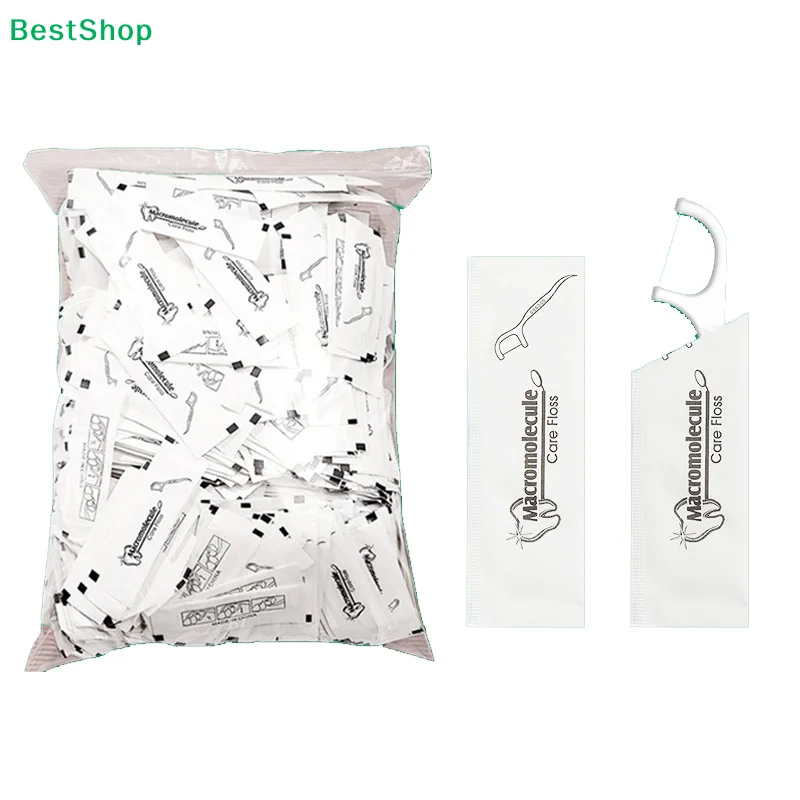 〔R〕Bulk Pack Dental Floss Picks - 100 Pcs Individually Wrapped Macromolecule Floss Sticks for Oral Care