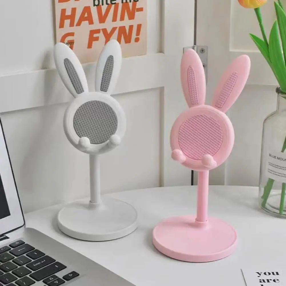 Phone Holder Height Adjustable Cartoon Phone Tablet Holder Stand with Stable Base Bunny Ear Design Lazy Selfie Live for Desktop