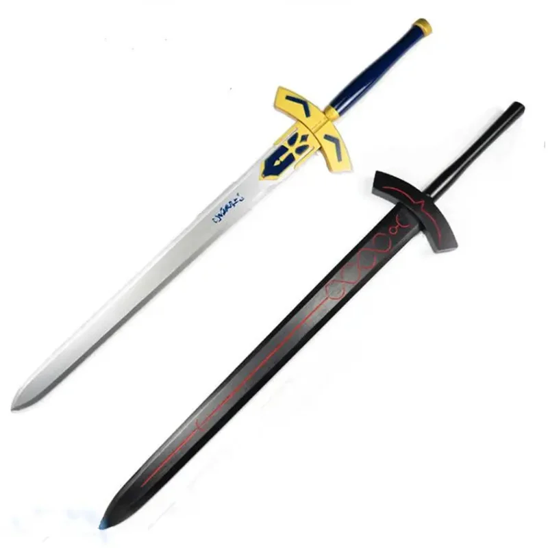 

[Funny] 114cm Cosplay Fate Stay Night Saber Arthur Pendragon Black White Excalibur Sword weapon wooden Sword Anime Costume party