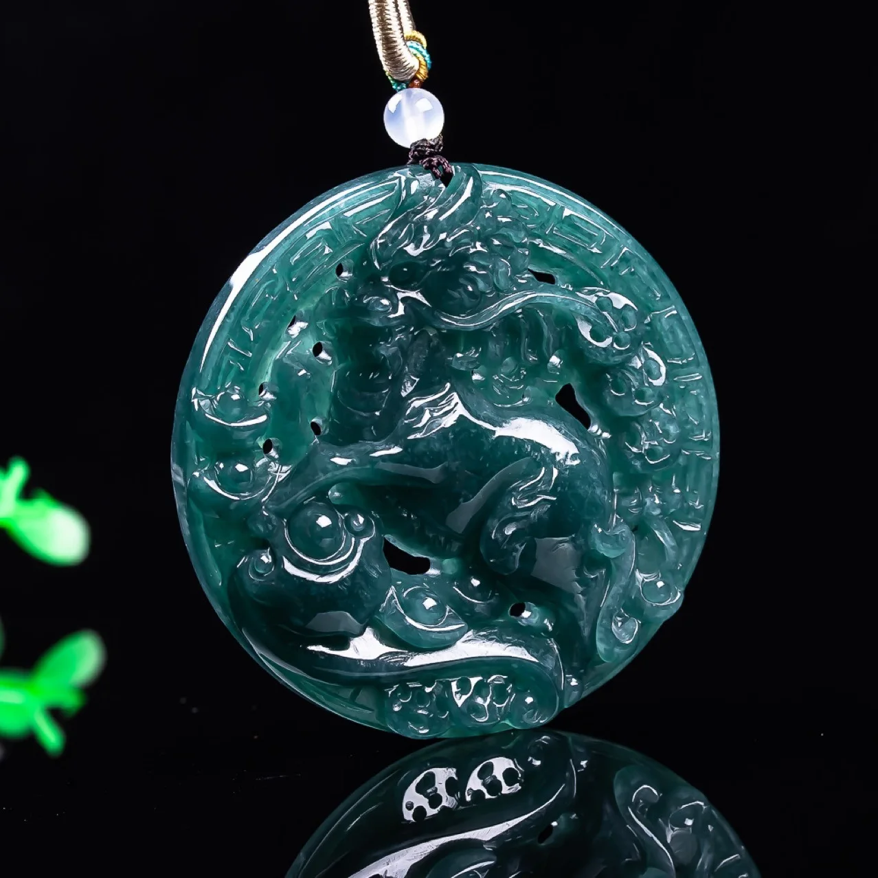 Myanmar Jadeite Dragon Pendant Necklace Vintage Real Jade Accessories Fashion Luxury Talismans Natural Jewelry Carved Amulet
