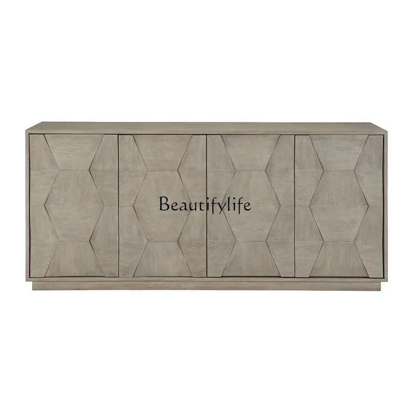 

ls 04American solid wood dining side locker living room log engraved economical TV cabinet high