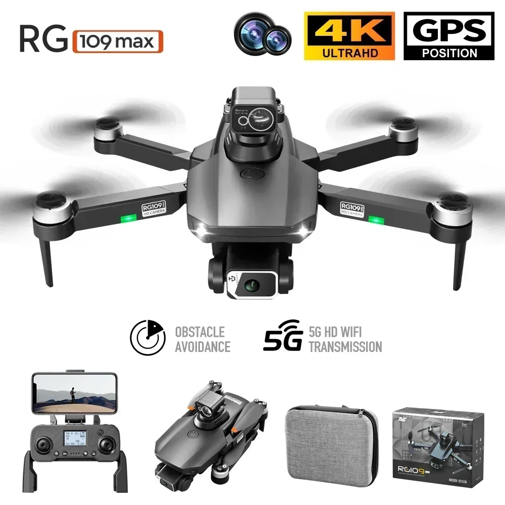 

RG109 MAX Drone Professionnel 4K HD Dual Camera Drones 5G GPS Laser Obstacle Avoidance Brushless Return Dron Toys Gift 1200M