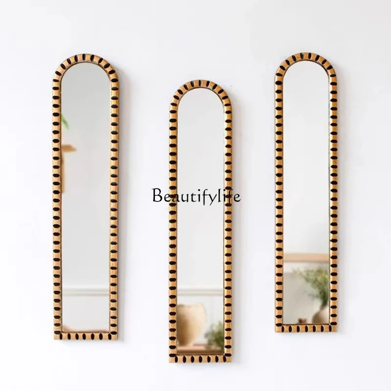 

French retro decorative full-length mirror on the wall arched into the living room wall entrance creative wall hanging art full