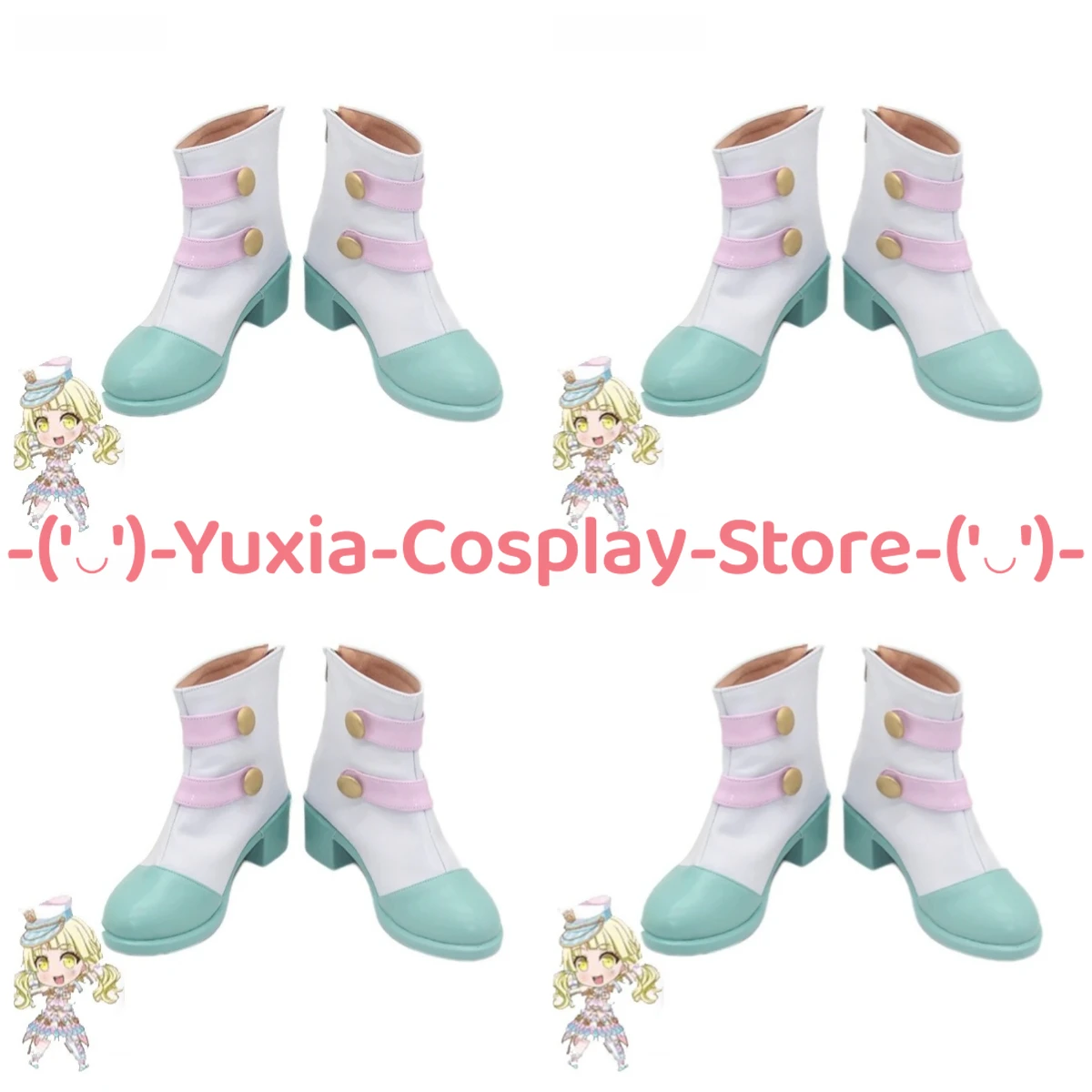 

Yuxiacosplay! BanG Dream! Kokoro Tsurumaki Cosplay Shoes Anime Character Prop PU Leather Boots Halloween Carnival Party Costume