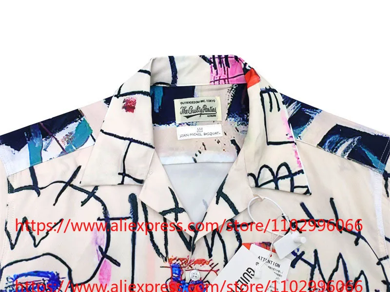 2026SS WACKO MARIA  Art Graffiti Print Men's Short Sleeve Button Up Shirt Loose Casual High Quality Top