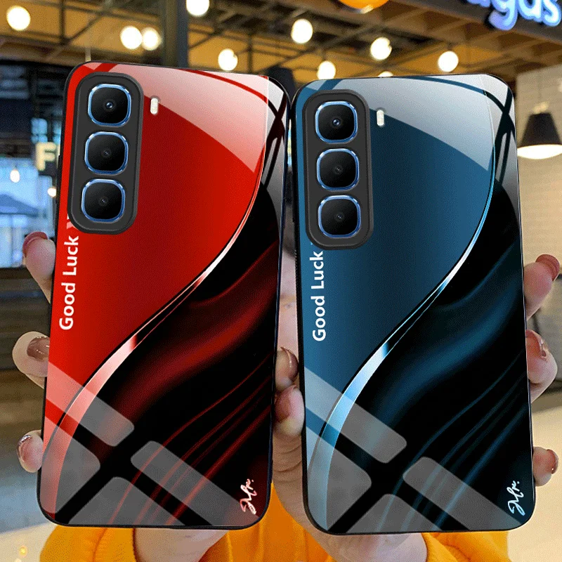 Hard Tempered Glass Case For Infinix Hot 60 Pro+ Infinix Hot 60i 4G Protective Cover Gradient ramp Color Back Shell Fundas