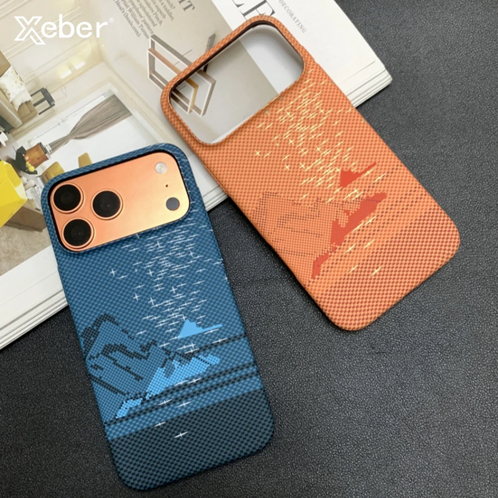 Luxuriöse Ultradünne Carbon-Faser Handyhülle für iPhone 13 14 15 16 17 Pro Max Air 16 Plus Stoßfeste Harte PC-Legierung Rückabdeckung