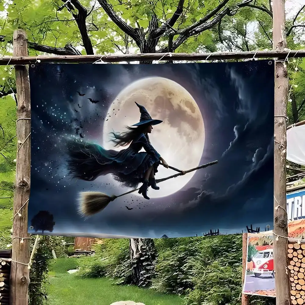 Horror Art Halloween Pumpkins Witches Retro Flags Multiple Choice Living Studio Booth Interior Decoration Banner