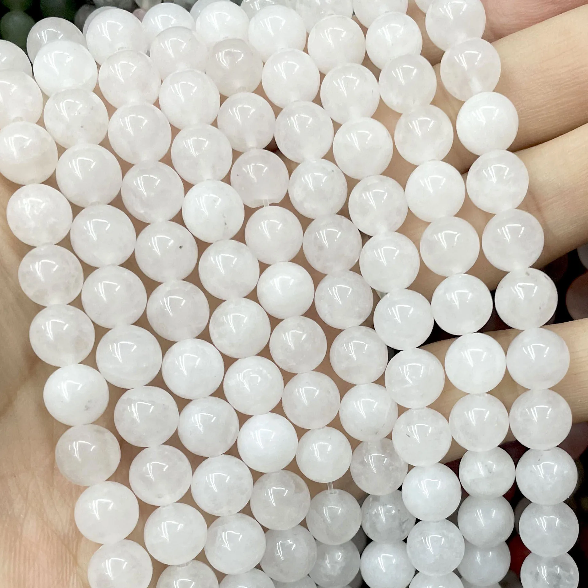 White Jades Natural Stone Chalcedony Round Tube Faceted Rondelle Spacer Beads For Jewelry Making Supplies DIY Bracelets Necklace