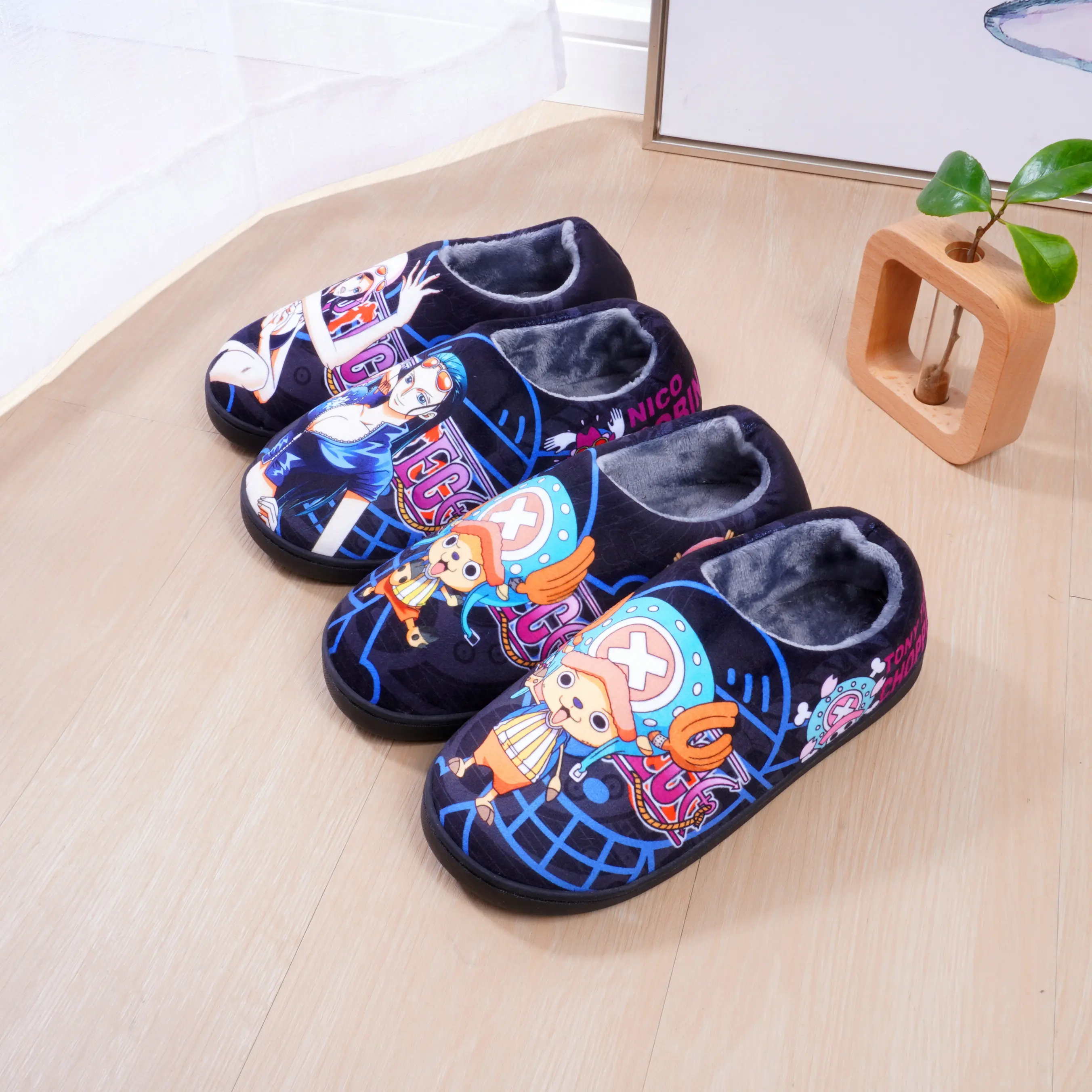 Anime Winter Thuis Slippers Op Verpakt Hak Slippers Indoor Schoenen Mannen Vrouwen Slippers Japanse Cartoon Slipper