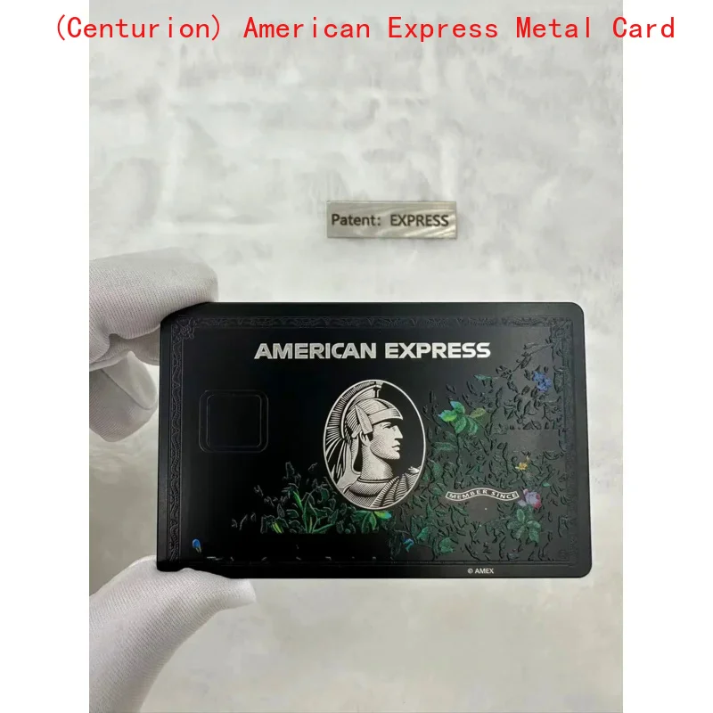 

Custom, custom, floral, metal card, stainless steel, card, replace old card on metal, centurion. Movie props, American Ex