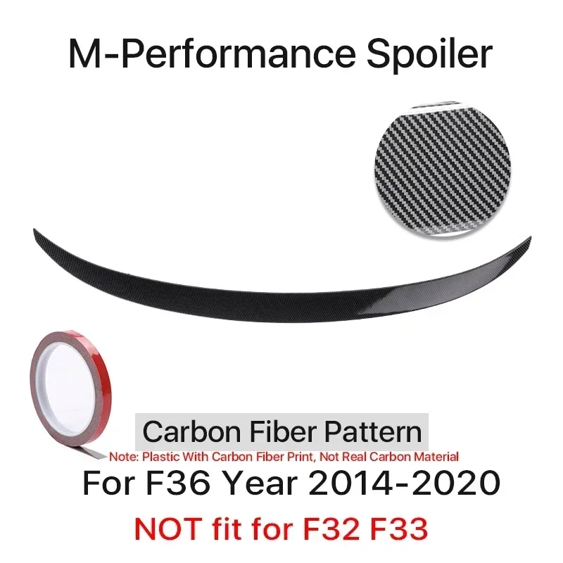 Kofferbak Spoiler Bumper Lip Voor BMW 4-serie F32 F33 F36 Koolstofvezel PSM M4 MP Stijl Vleugel Staart Kit 2014-2020 Glanzend Zwart