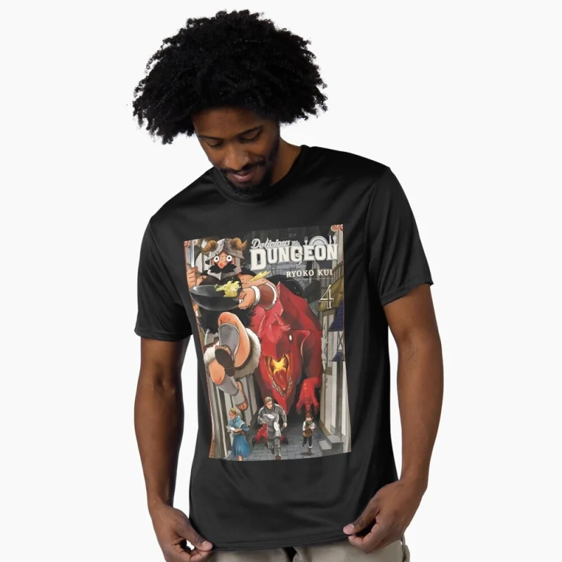 

0409 Cute Anime JRPG Delicious in Dungeon Gift T-Shirt for gamer 100% cotton Dungeon Meshi Graphic clothes All size tops S-6XL