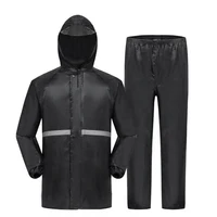 Abrigo con capucha y pantalón para hombre y mujer, traje de lluvia para exteriores, impermeable, con tira reflectante, chubasquero para montar en motocicleta, 2 piezas