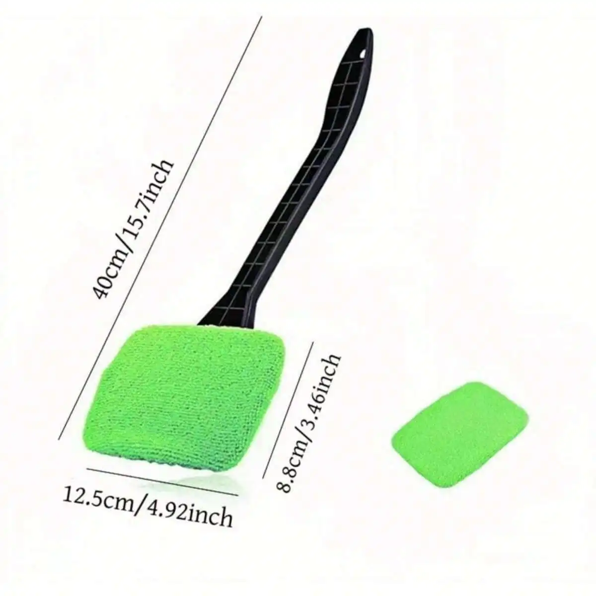 Picture 3: Car Windshield Cleaning Tool, Telescopic Handle Window Cleaner with Washable Microfiber Pads, Green Car Interior Glass Wiper Kit