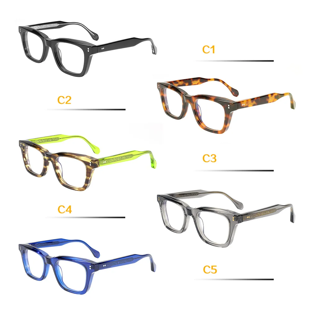 Lentes ópticas para hombre, montura de gafas cuadrada a la moda con montura de cuerno, acetato grueso para mujer, ordenador antiluz azul