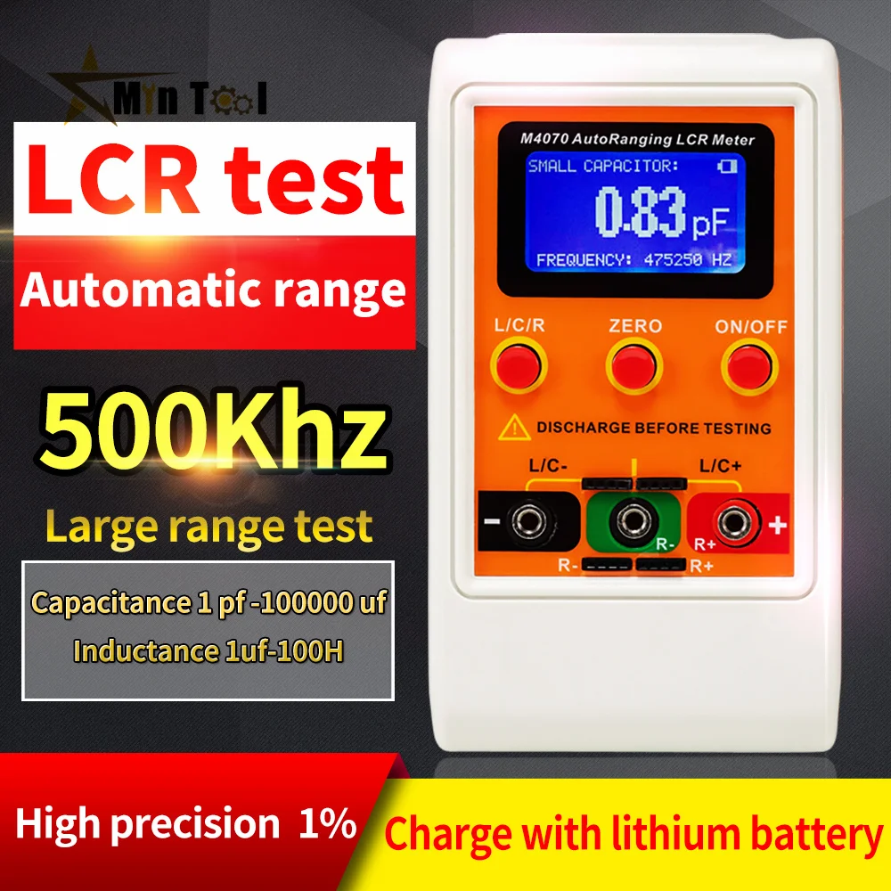 100.00mF M4070 Digital LCR Meter AutoRange Component Capacitance Inductance Tester LCD Display USB Charge LCR  Electrician Tool