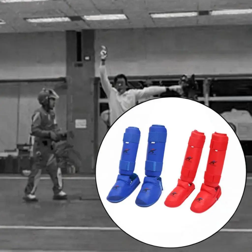 Leg Foot Guards Sponge Shin Protect Instep Pads for Karate Kickboxing Taekwondo MMA Martial Arts
