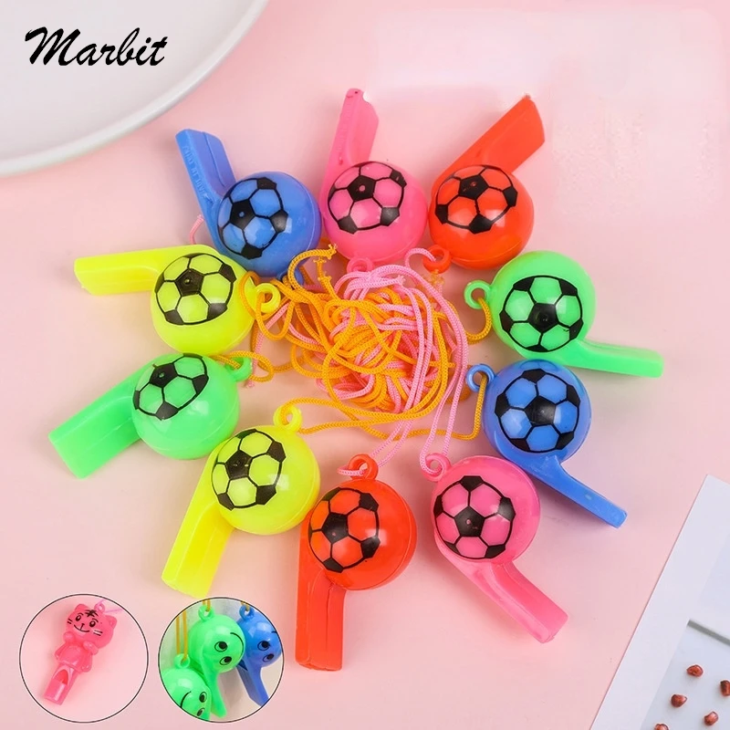 10PCS Whistles With Lanyard, Soccer Pattern Training Sports Whistle, Loud Crisp Sound Whistle For Soccer Party, Random Color