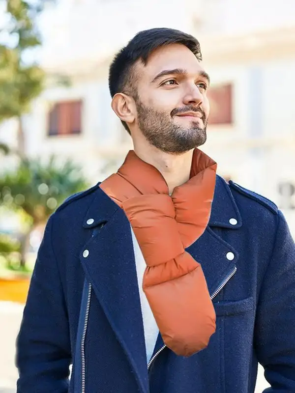 Winter Down Scarf Lightweight Down-Filling Foldable Neck Warmer Solid Color Windproof Waterproof Winter Scarf Foldable For