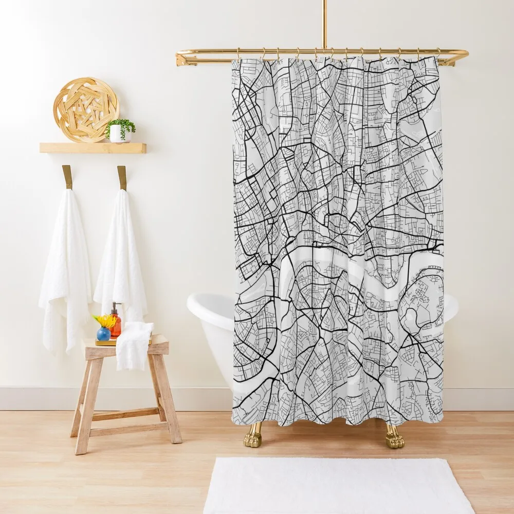 

London City Map of England Light Shower Curtain Transparent Bathroom Shower Waterproof Fabric Bathroom For Shower Curtain