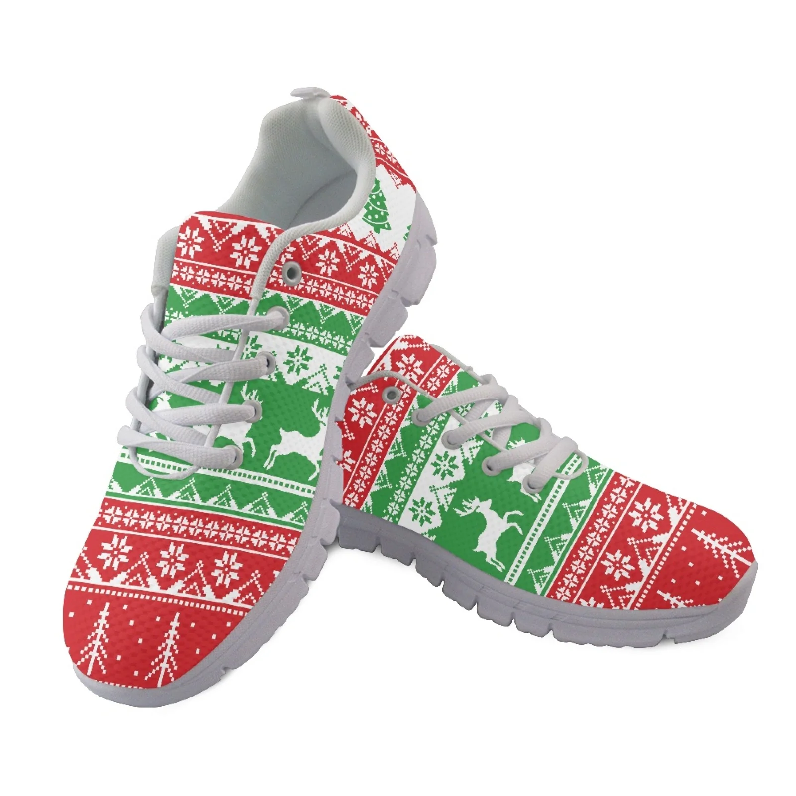 Coloranimal Snowflake and Deer Comfortable Walking Sneakers Mens Lace Up Athletic Trainers Sports Trainers for Women Womens