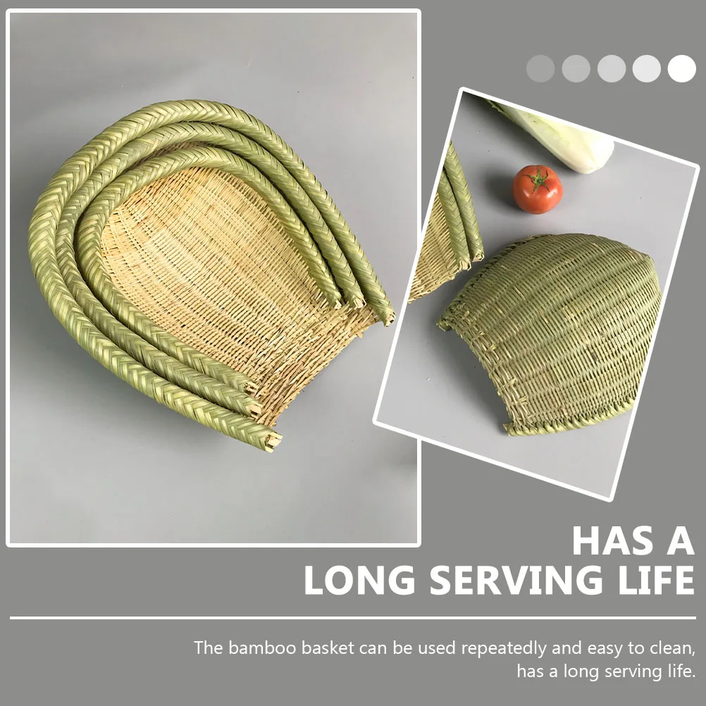 

Бамбуковая корзина для слива, ручной держатель для фруктов, контейнер для овощей, кухонный контейнер для хранения, многоразовая бамбуковая совок