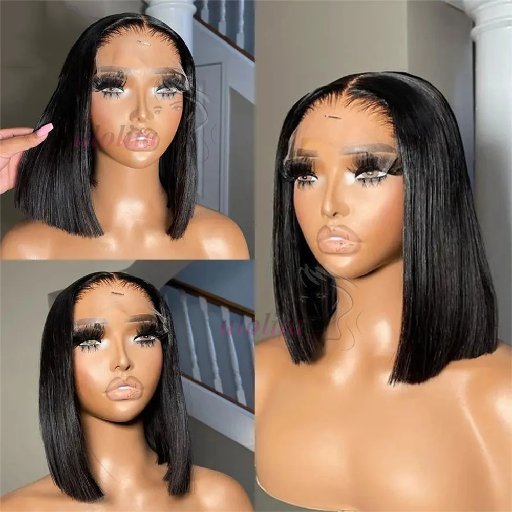 Bone Straight Nartual Bob Wig Hd 13x4 Lace Front Human Hair Wig For Black Women Glueless Transparent Frontal Wig 10 12 14 Inch