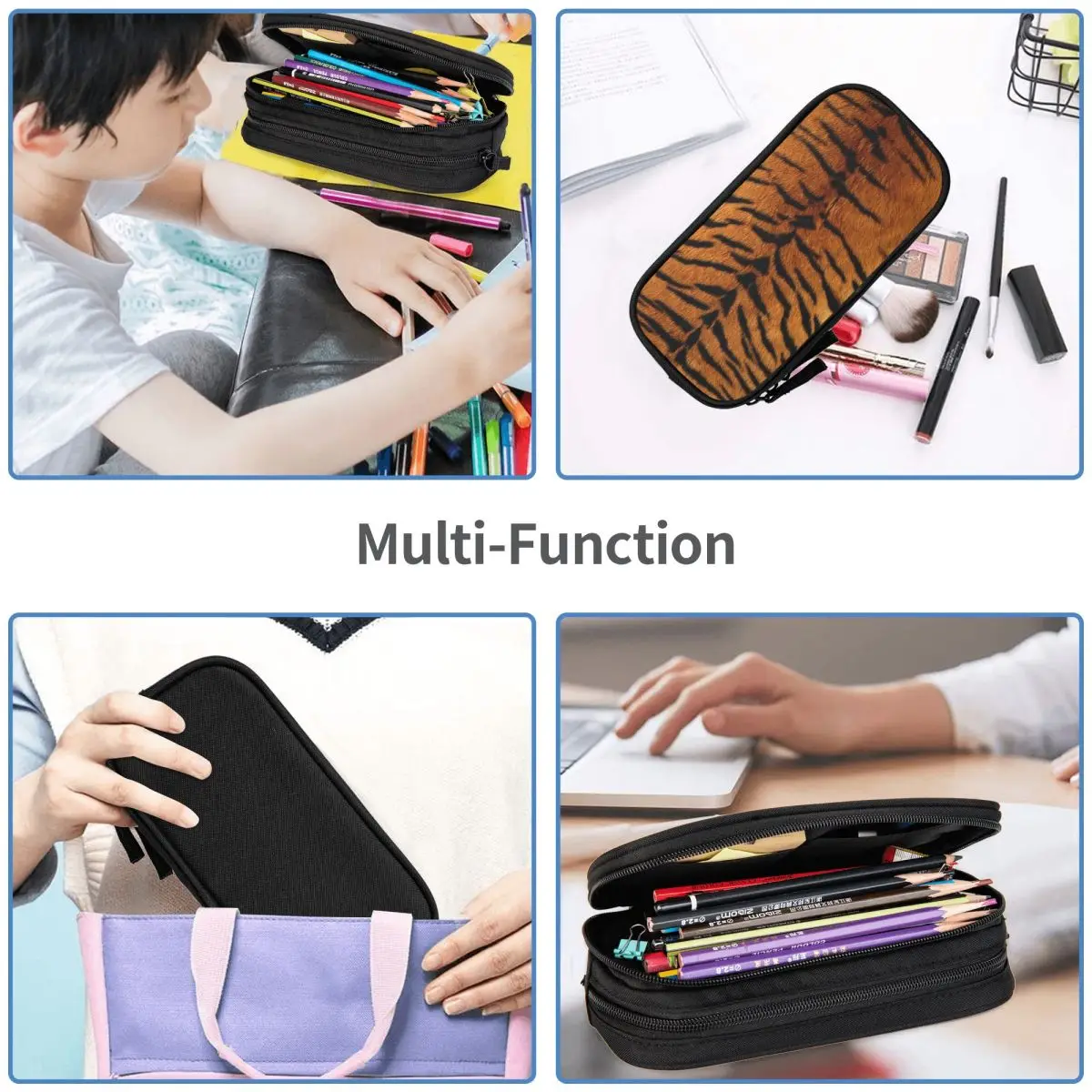 

Tiger Fur Sketch Color Picture Pencil Case for Studen School Pen Box Pencil Bag Stationery Supplies Pen Holder Bag