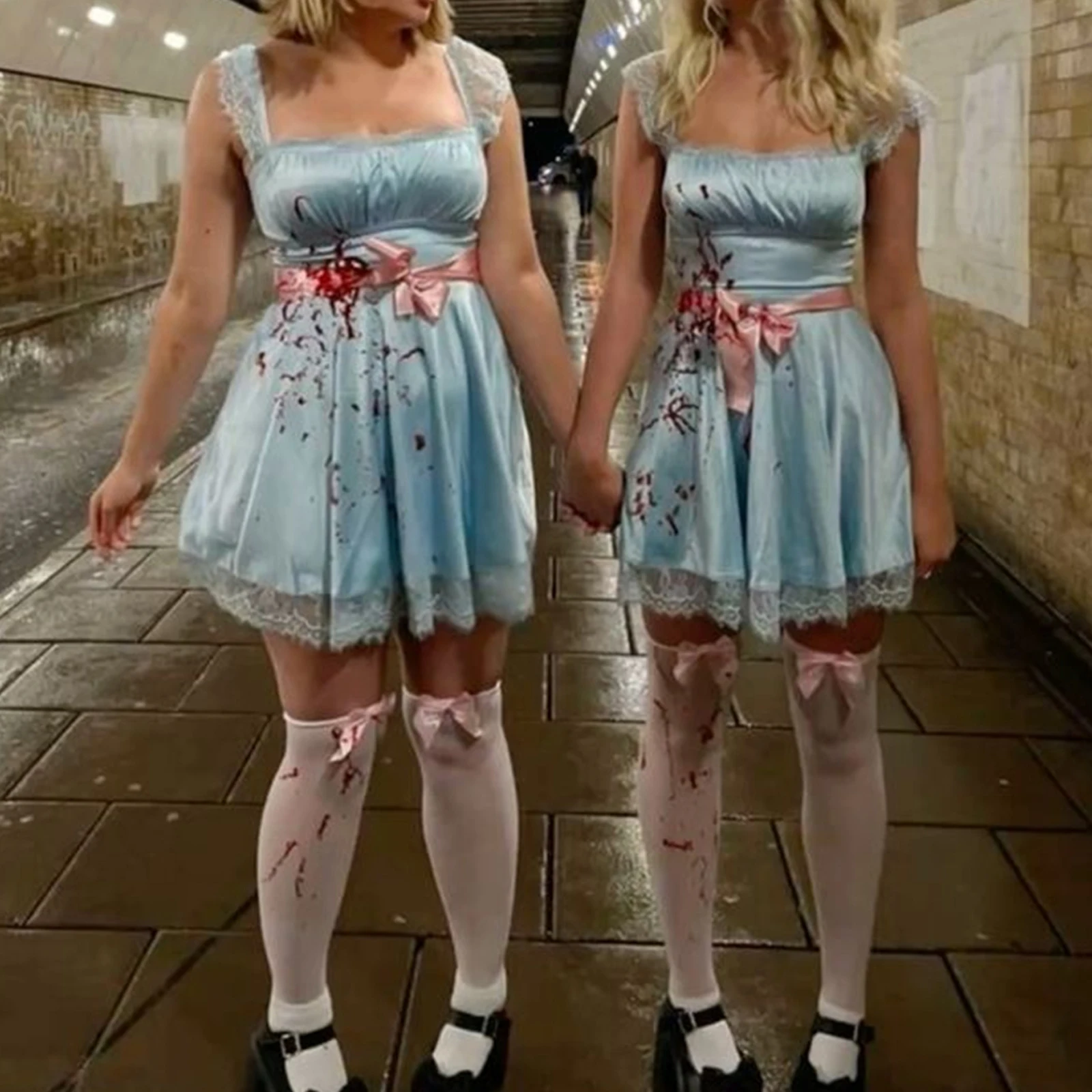 

Горячий женский костюм для косплея на Хэллоуин с коротким рукавом и кружевной отделкой с квадратным вырезом и поясом, платье