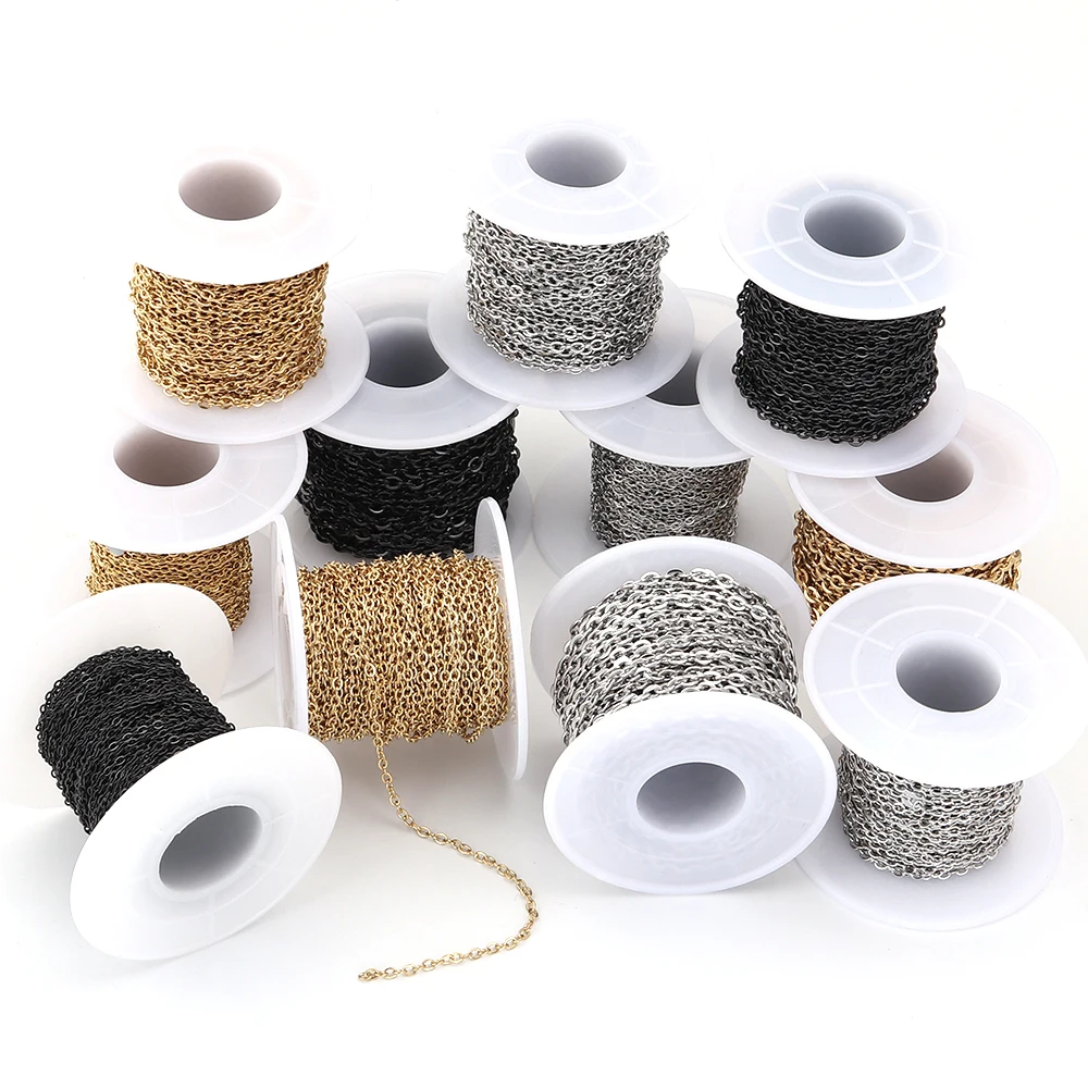 10 ياردة/لفة سلاسل الفولاذ المقاوم للصدأ 1/1.5/2/2.5/3 مللي متر تويست ربط سلسلة لصنع المجوهرات عقد دي اي واي سوار لوازم بالجملة