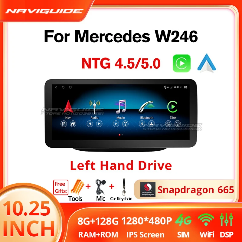 

Мультимедийная магнитола для Mercedes B Class W246 10,25-2012 Carplay, 2018 дюйма, Android 12, GPS, 4G, Wi-Fi